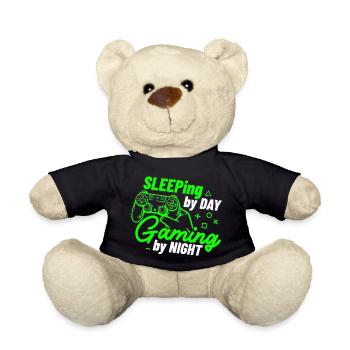 Sleeping By Day Gaming By Night - Teddy Bear - black - Front