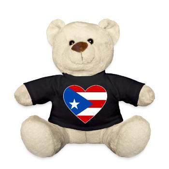 Puerto Rico Flag Heart - Teddy Bear - black - Front