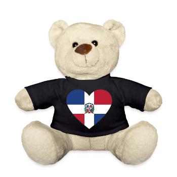 Dominikanische Flagge Herz - Teddy - Schwarz - Vorne