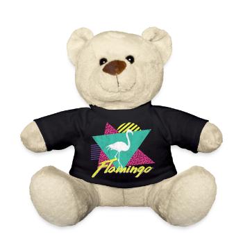 80s 90s Vintage Retro Flamingo T Shirt - Nounours - noir - Devant