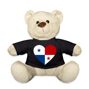Panama Flagge Herz - Teddy - Schwarz - Vorne