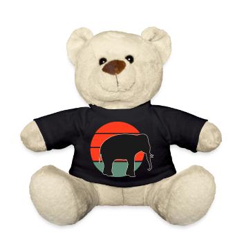Design vintage de coucher de soleil d’éléphant - Nounours - noir - Devant
