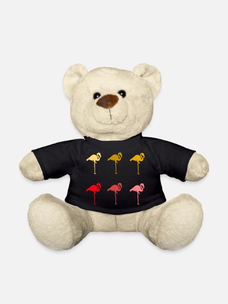 Buntes Flamingo T-Shirt - Teddy - Schwarz