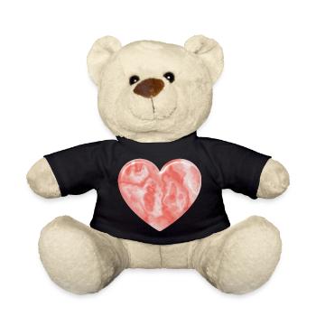 Herz aus rosafarbenem Marmor - Teddy - Schwarz - Vorne