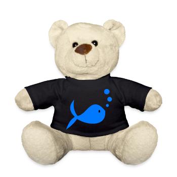 SURFING. FISH. BEACH. SEA. OCEAN. HUMOR. HOLIDAY - Teddy Bear - black - Front
