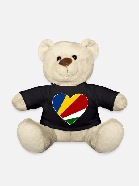 Seychellen Flagge Herz - Teddy - Schwarz
