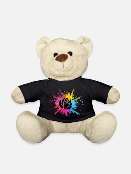 Schwarze Blume und mehrfarbige Explosion - Teddy - Schwarz