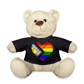 Pride Heart Chevron Pattern - Teddy Bear - black - Front