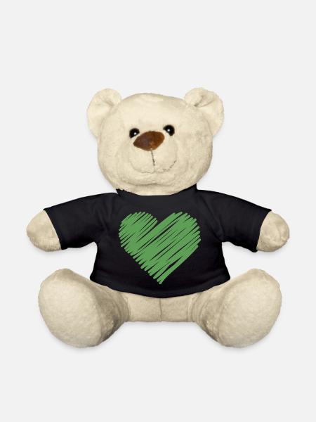 Green sketch heart - Teddy Bear - black