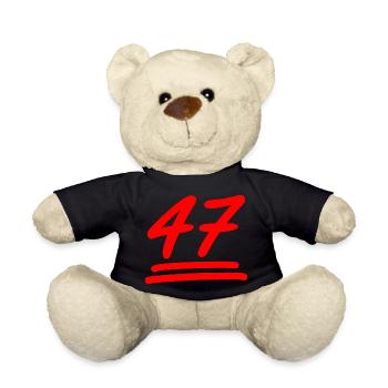 47 - Geburtstag - Nummer 47 in Rot - Teddy - Schwarz - Vorne