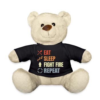 Manger, dormir, combattre le feu, répéter - Nounours - noir - Devant