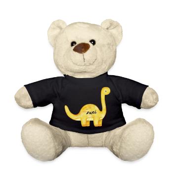 Geburtstagsaufdruck, Dino, gelb - Teddy - Schwarz - Vorne