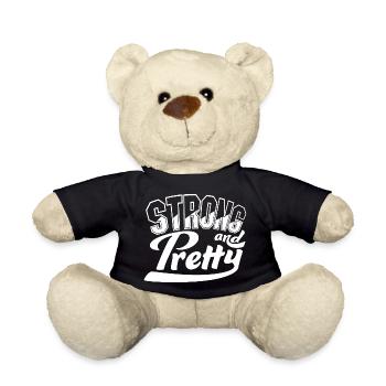 Strong And Pretty Lustiger Gym Fitness Spruch - Teddy - Schwarz - Vorne