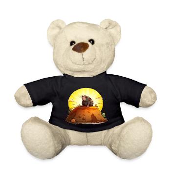 Funny mole on his hill - Teddy Bear - black - Front