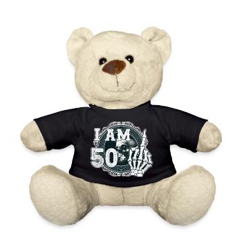 Ich bin 50 plus 1 Mittelfinger Totenkopf lustig 51. - Teddy - Schwarz - Vorne