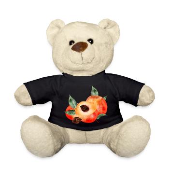 Pfirsichhälfte & leuchtende Pfirsiche mit Blätter - Teddy - Schwarz - Vorne