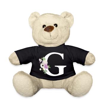 Lila Blumenbuchstabe g - Teddy - Schwarz - Vorne