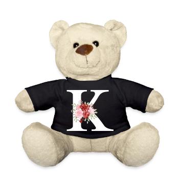 Roter floraler K-Buchstabe - Teddy - Schwarz - Vorne