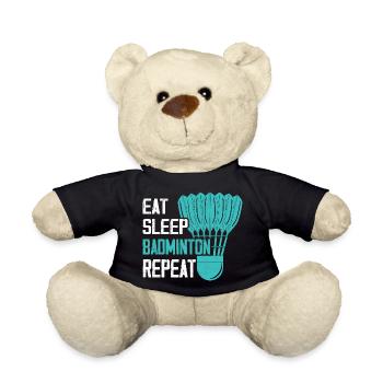 Mangez, dormez, badminton, joueur récurrent, entraîneur - Nounours - noir - Devant