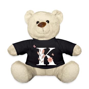 Letter k wildflowers watercolors - Teddy Bear - black - Front