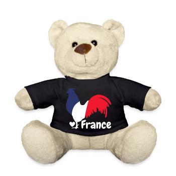 Französischer Hahn blau weiß rot - Teddy - Schwarz - Vorne