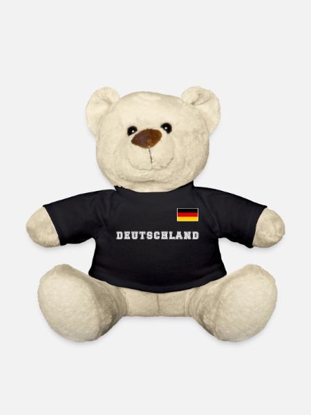 Deutschland Trikot Look mit Fahne Flagge auf Brust - Teddy - Schwarz