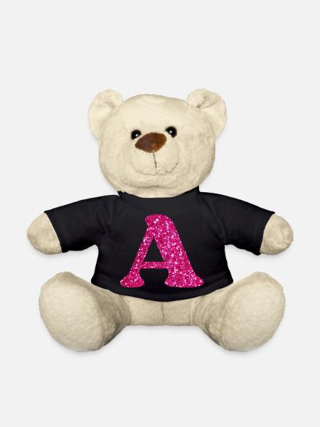 Buchstabe A Rosa Glitzer - Teddy - Schwarz