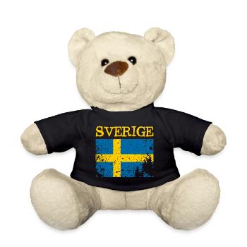 Drapeau Grunge de la Suède - Schweden - Sverige - Nounours - noir - Devant