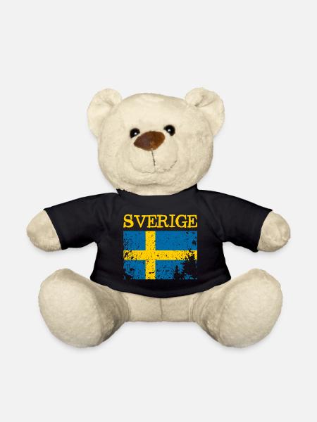 Drapeau Grunge de la Suède - Schweden - Sverige - Nounours - noir