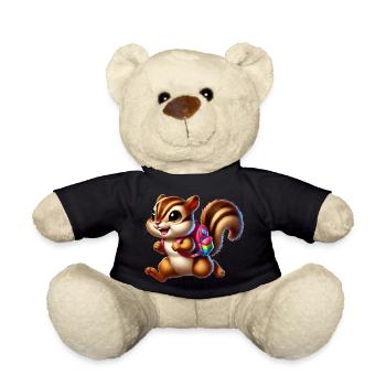 Start of school with chipmunks for school beginners - Teddy Bear - black - Front
