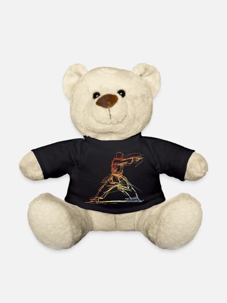 Karateka Line Sketch Retro - Teddy Bear - black