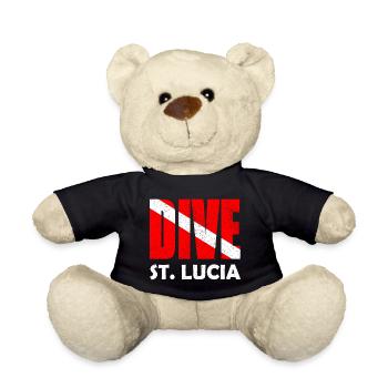 Dive St. Lucia - Diver Down Flag Scuba Diving - Teddy Bear - black - Front