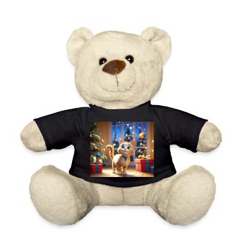 Cartoon Frohe Weihnachten Katze Geschenk - Teddy - Schwarz - Vorne