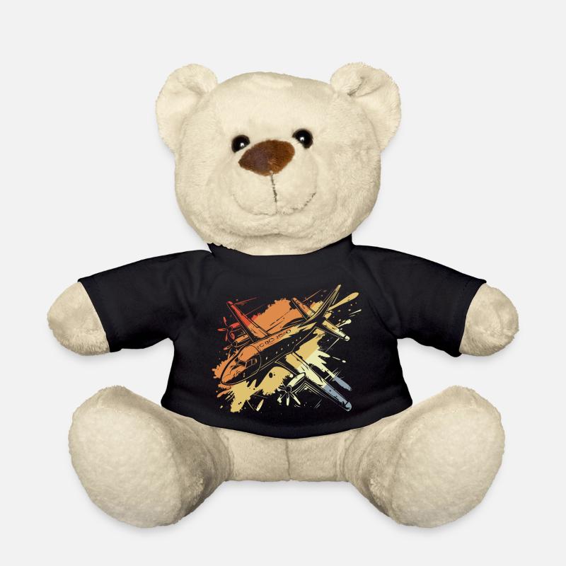 Flugzeug Streetart Retro - Teddy - Schwarz