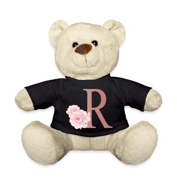 Lettre R avec des fleurs - Nounours - noir - Devant