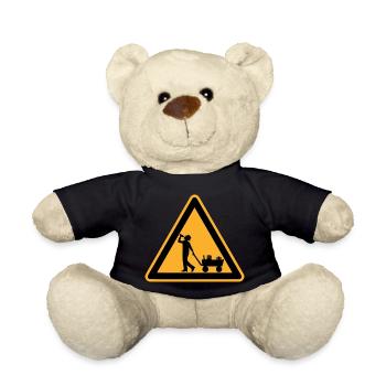 Vatertag Warnschild - Teddy - Schwarz - Vorne