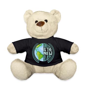 Green Is The New Black Planet Earth Day - Teddy Bear - black - Front