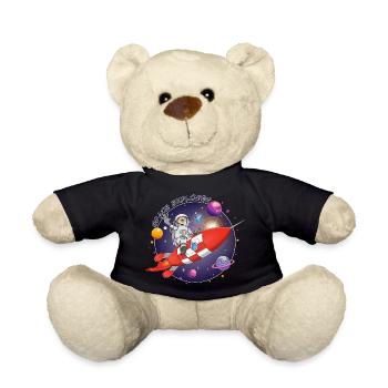 L’astronaute et la fusée rouge dans l’espace - Nounours - noir - Devant