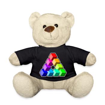 Triangle Colored Cubes - Teddy Bear - black - Front