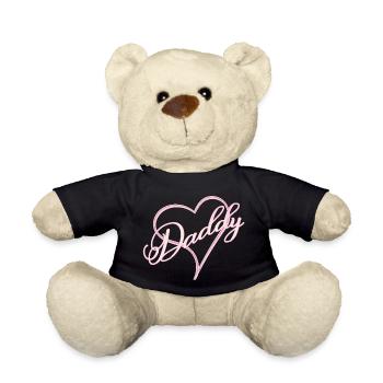 Papa avec coeur fille rose - Nounours - noir - Devant