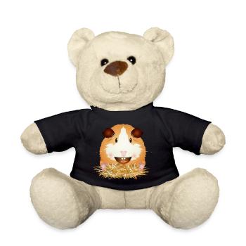 Laughing guinea pig in straw – good mood - Teddy Bear - black - Front