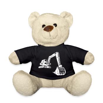 Excavator Silhouette Construction Worker Grunge Design - Teddy Bear - black - Front