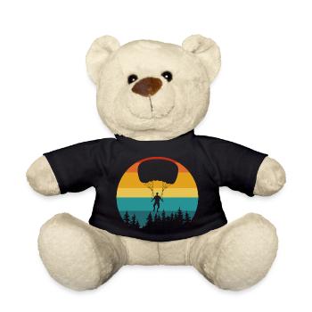 Parachutiste silhouette forêt rétro - Nounours - noir - Devant