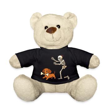 Humour Squelette Poursuit Chien Teckel - Nounours - noir - Devant