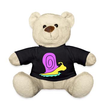 snail shell snail colorful cute silhouette cool - Teddy Bear - black - Front