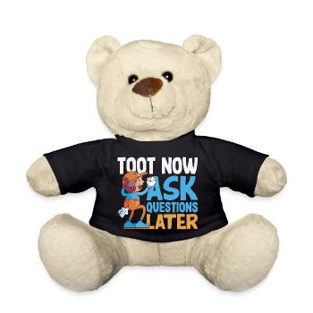 Public Fart Funny Inappropriate - Teddy Bear - black - Front