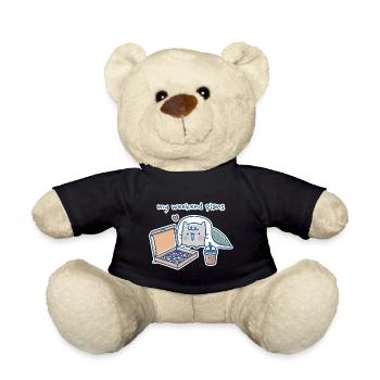 Chat Kawaii avec Pizza Design - Nounours - noir - Devant