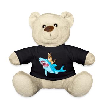 German Shepherd Shark Ride - Teddy Bear - black - Front