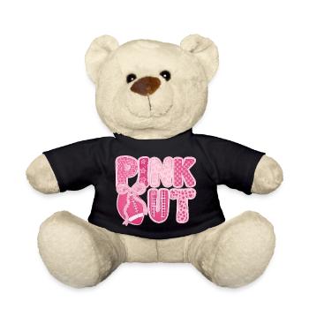 Pink Out Breast Cancer Football - Teddy Bear - black - Front