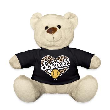 Leopard Muster Softball Herz Design - Teddy - Schwarz - Vorne